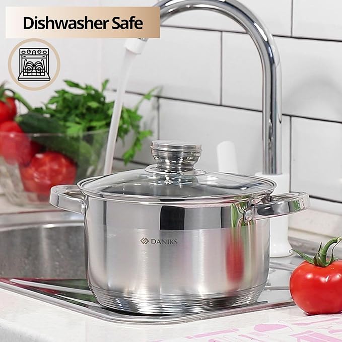 Daniks Standard 7 Quart Stainless Steel Stock Pot - Image 6
