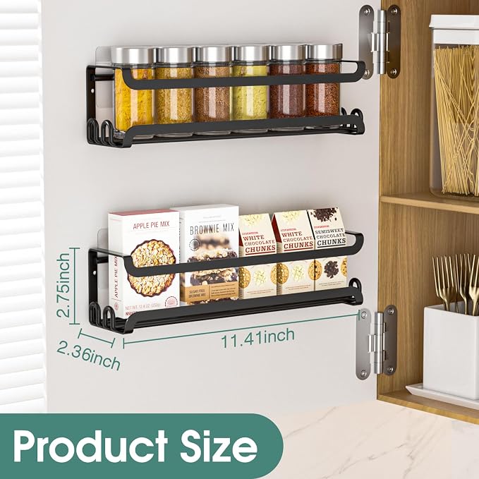 LUCYCAZ 2 Pack Wall Mounted Spice Rack - Image 3