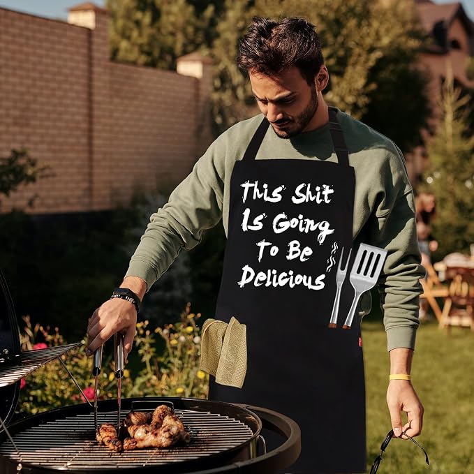 BBQ Funny Apron for Men, Chef Bib Apron - Image 7
