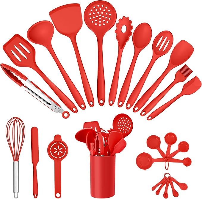 E-far Silicone Cooking Utensils Set, 25 Piece Kitchen Utensils by E-far