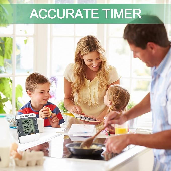 Photect 2 Pcs Digital Kitchen Timer 3 Channels Multi Timer Loud Adjustable - Image 6