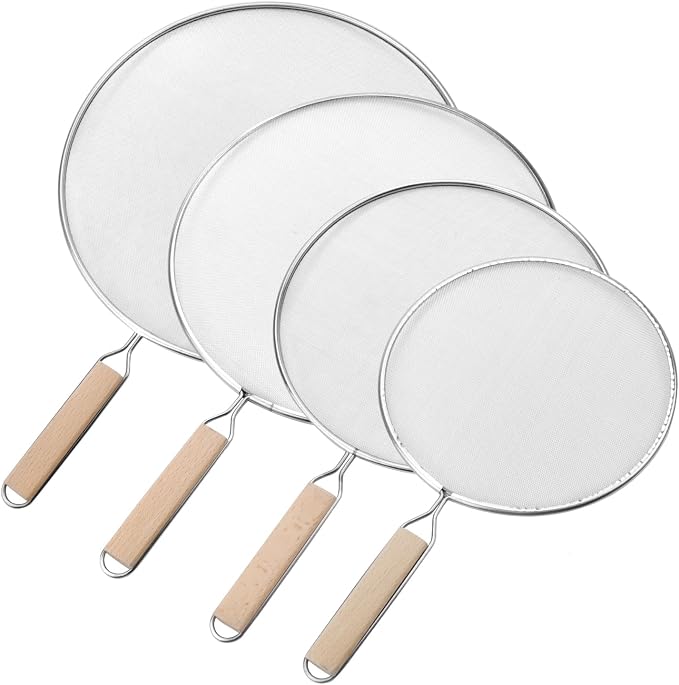 Oedema Set of 4 Splatter Screen Stainless Steel Grease Splatter Guard Fine Mesh by OEDEMA