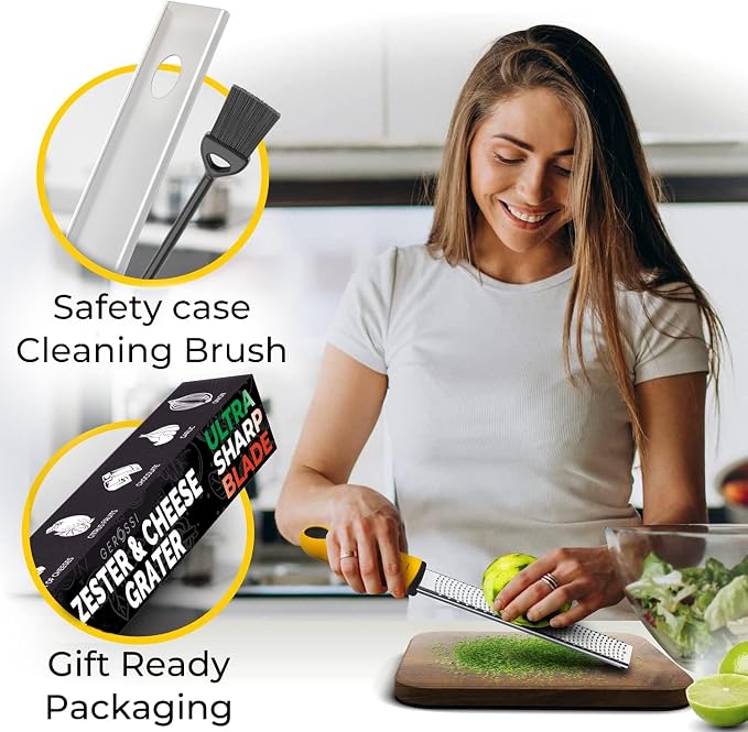 Stainless Steel Cheese and Citrus Zester Grater w/Extra Sharp Blade - Image 2