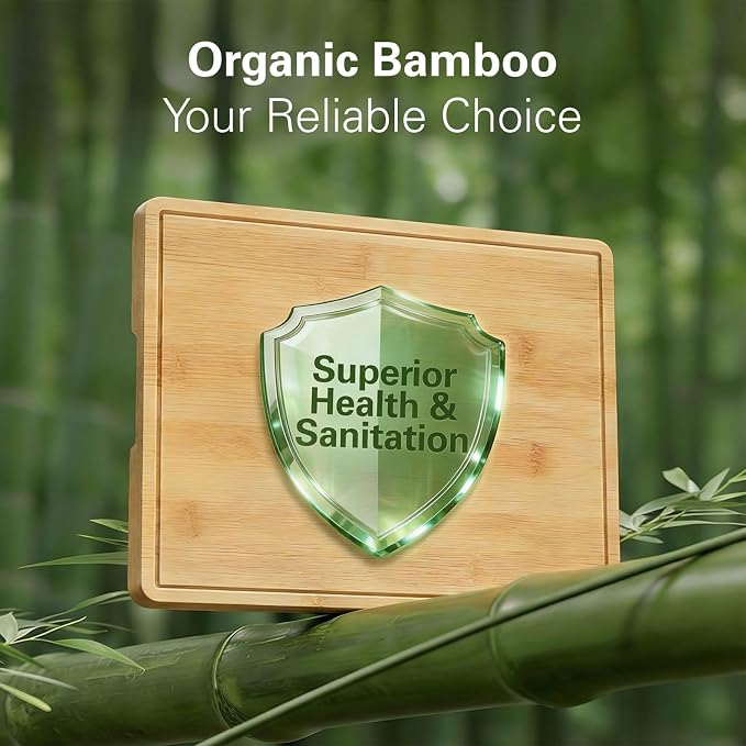 Zarler Bamboo Cutting Boards for Kitchen, 4 Piece Durable Wood Cutting Board - Image 2