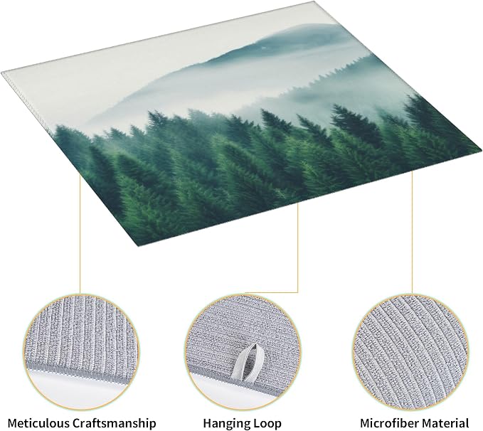 Forest Trees Mountain Dish Drying Mat 16x18 Inch, Microfiber Absorbent Fast Dry - Image 3