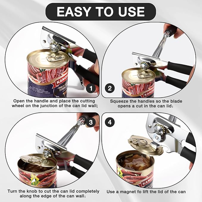 Commercial Can Opener with Magnet, Crank Can Opener Manual Heavy Duty with - Image 4