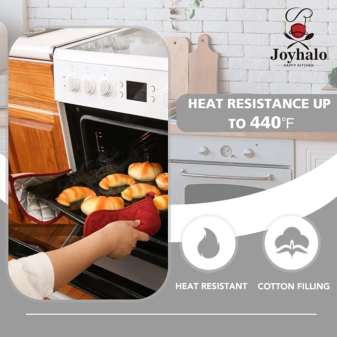 Joyhalo 4 Pack Pot Holders for Kitchen, Cotton Oven Holder - Image 3