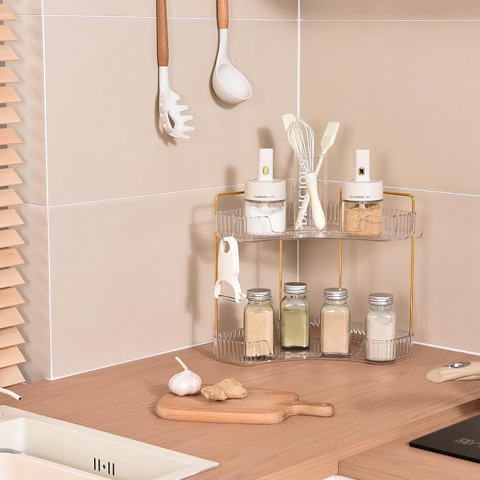 2-Tier Corner Bathroom Organizer Countertop - Image 4