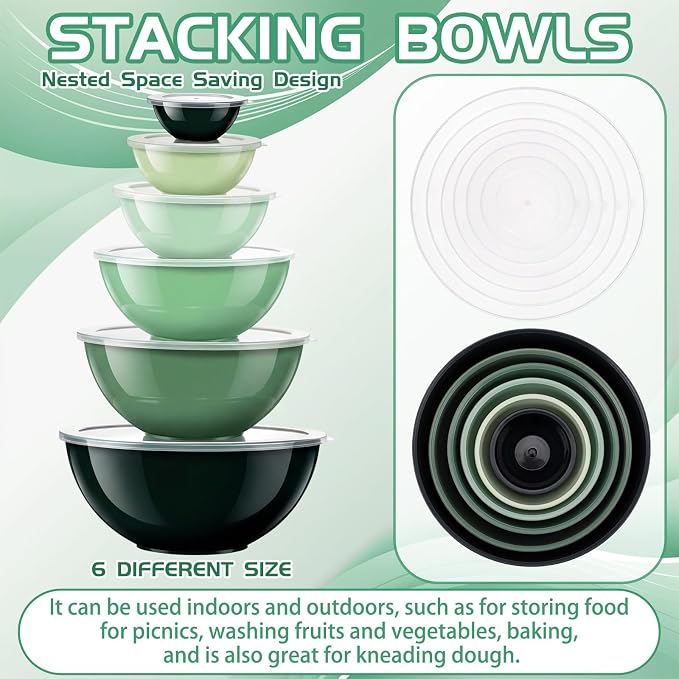 LemonRoad 6 Pcs Plastic Mixing Bowl Set - Image 3