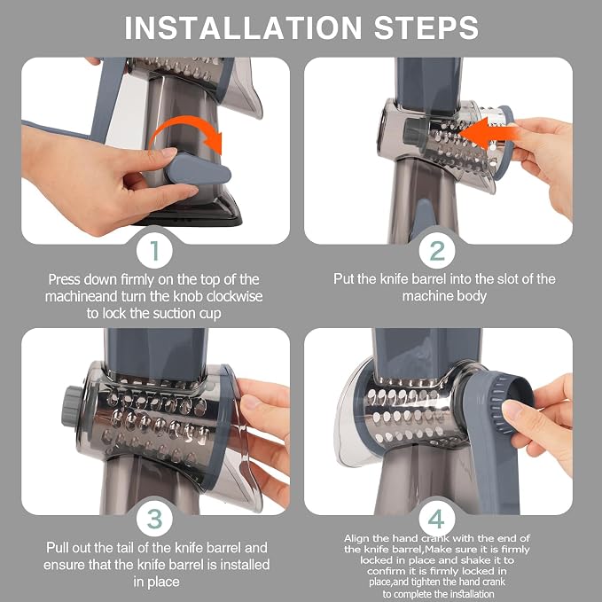 Rotary Cheese Grater with Handle-Versatile Cheese Grater Non-Slip Suction Base - Image 6
