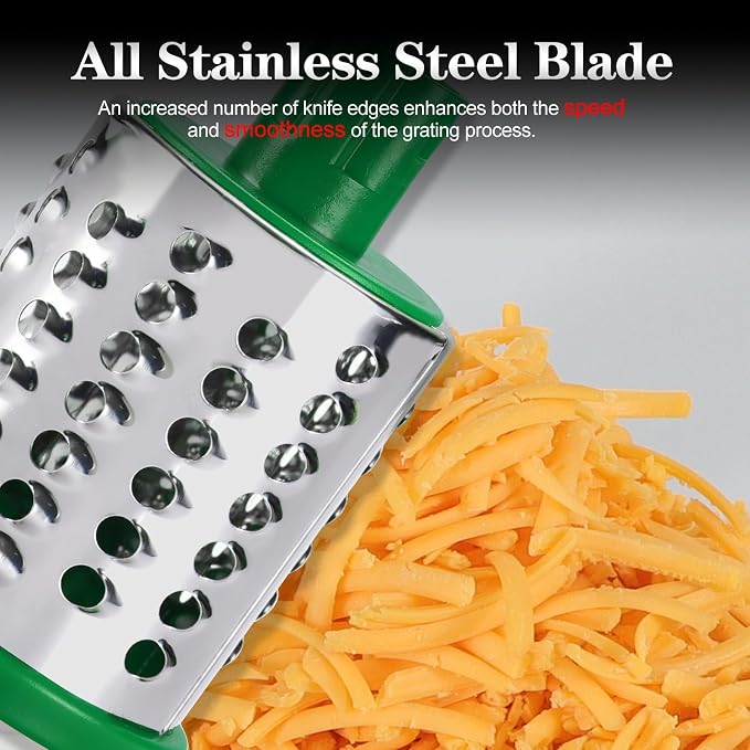 Ourokhome Rotary Cheese Grater Hand Crank, Kitchen Shredder Speed Mandolin - Image 9