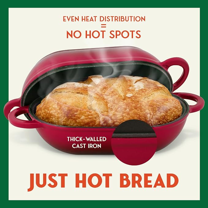 Enameled Cast Iron Bread Oven 2 Qt, Non-Stick Single Loaf Cast Iron Bread Pan - Image 4
