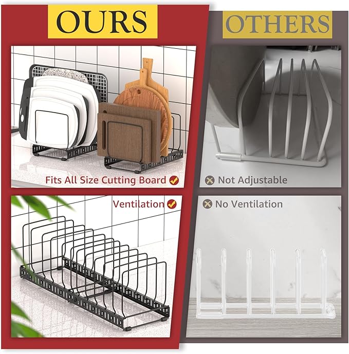 HzTinT 2PACK Cutting Board Organizer, Adjustable Divider Cutting Board Holder - Image 5