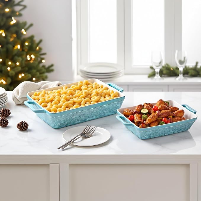 Hacaroa Set of 3 Ceramic Baking Dishes, Rectangular Bakeware - Image 8