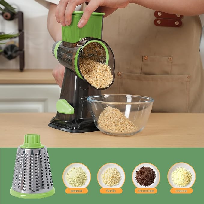 Rotary Cheese Grater with Handle-Versatile Cheese Grater Non-Slip Suction Base - Image 7