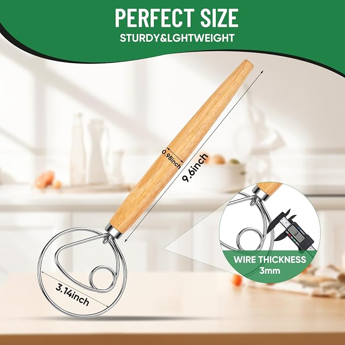 Danish Dough Whisk Stainless Steel Hook Dutch Bread Mixer - Image 3