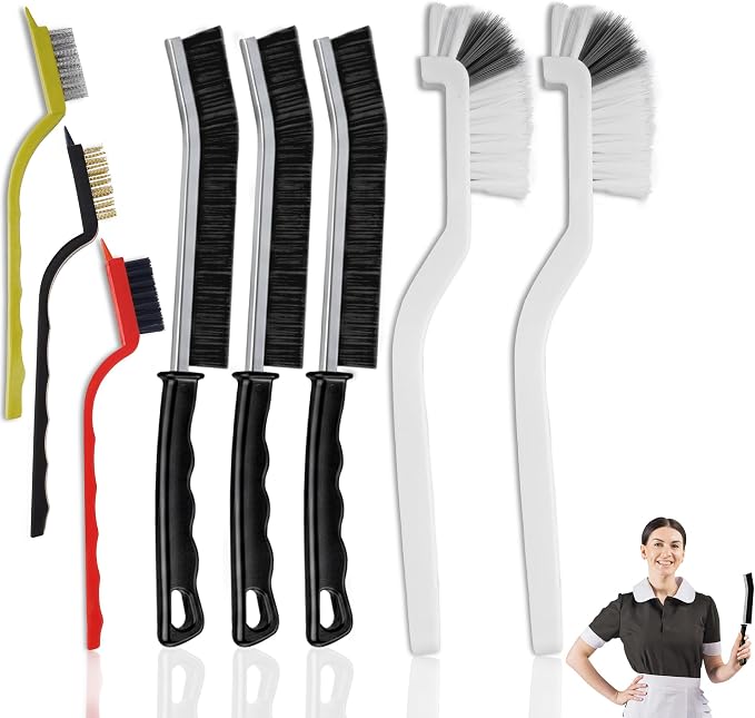 8 Pcs Crevice Cleaning Brush Set – Hard Bristle Cleaning Tools by Unknown