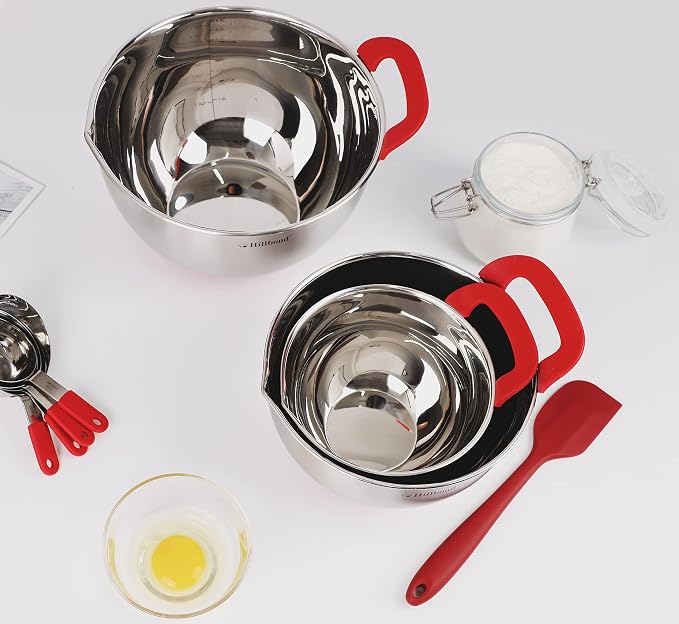 Hillbond Mixing Bowls with BPA Free Airtight Lids Nesting Bowls with Pour Spout - Image 6