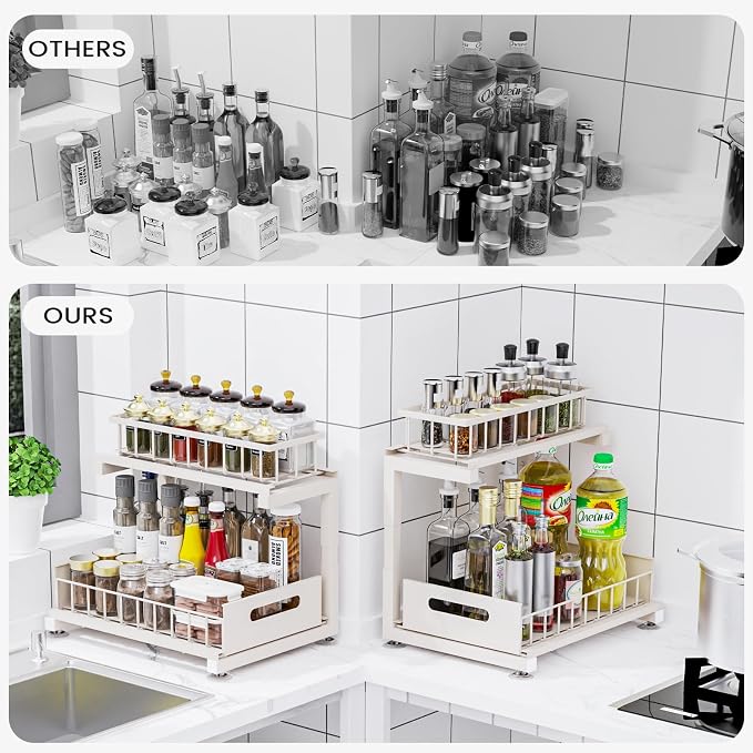 Under Sink Organizer, Heavy Duty Metal Pull Out Cabinet Organizer Slide Out - Image 3