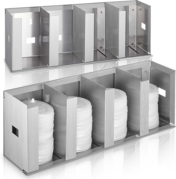 Hicarer 4 Compartments Stainless Steel Cup Dispenser by Hicarer