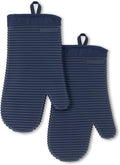KITCHENAID Ribbed Soft Silicone Oven Mitt 2-Pack Set, Ink Blue by KitchenAid