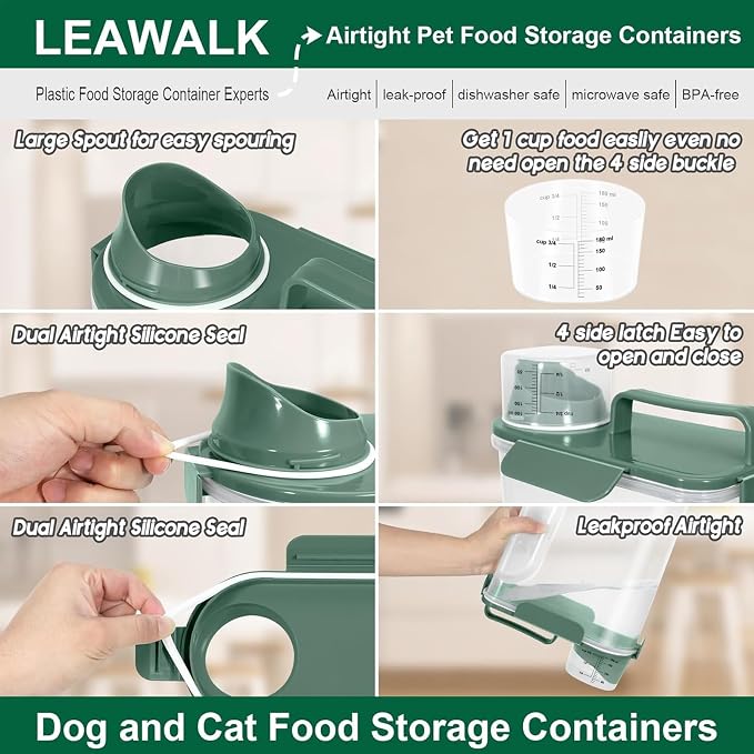 LEAWALK 5-7Lbs Cat Dog Storage Container, Portable Pet Food Containers - Image 3