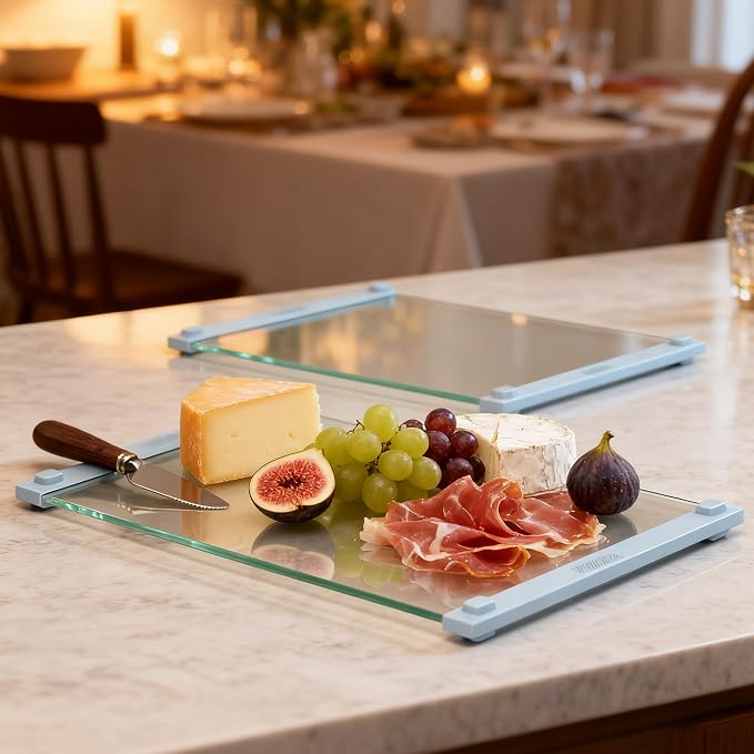 2PCS Glass Cutting Board with Silicone Grip, 80% Stronger Shatter Resistance - Image 2