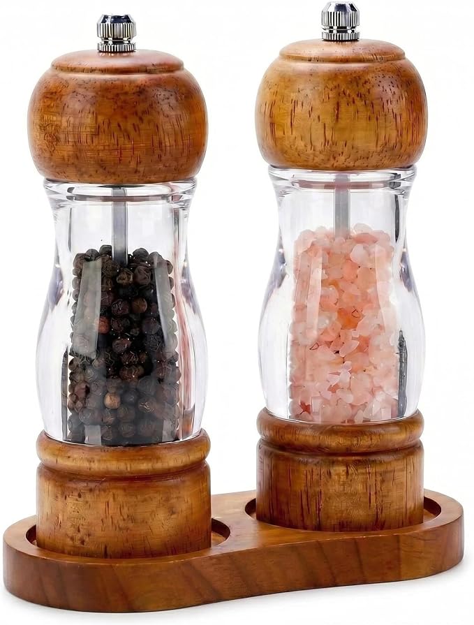 Wooden Salt and Pepper Grinder Set by Unknown