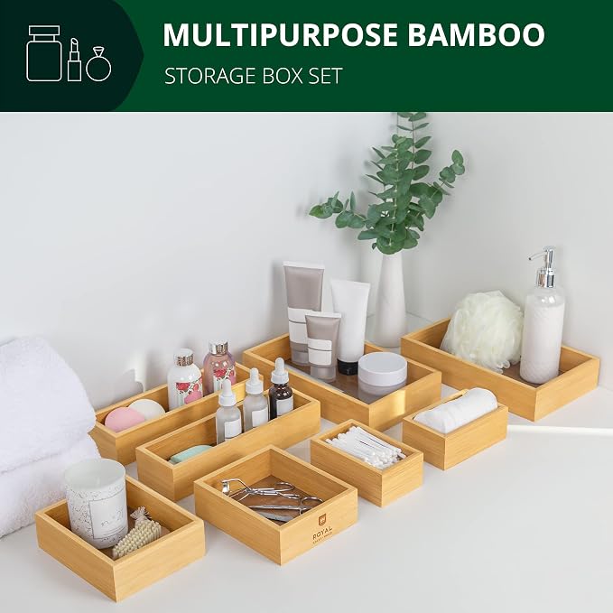 ROYAL CRAFT WOOD Bamboo Jewelry Organizer Box & Chests Set - Image 4