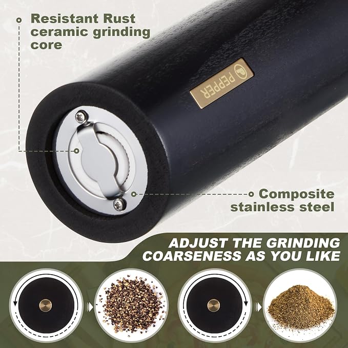 Wooden Salt and Pepper Grinder Set Manual Salt and Pepper Mill - Image 4