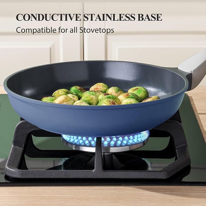 PRICUSIS Nonstick Ceramic Frying Pan, 8/10/12 Inch Non Toxic Skillet, Egg & - Image 5
