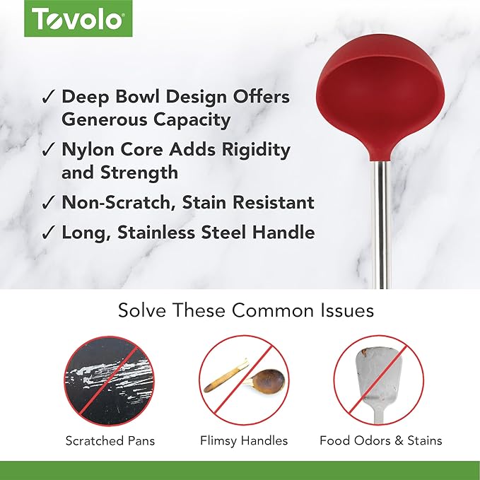 Tovolo Silicone Ladle With Stainless Steel Handle Deep Soup Ladle - Image 3