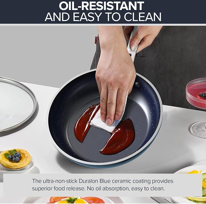 Nuwave 7pc Cookware Set Healthy Duralon Blue Ceramic Nonstick Coated, Diamond - Image 8