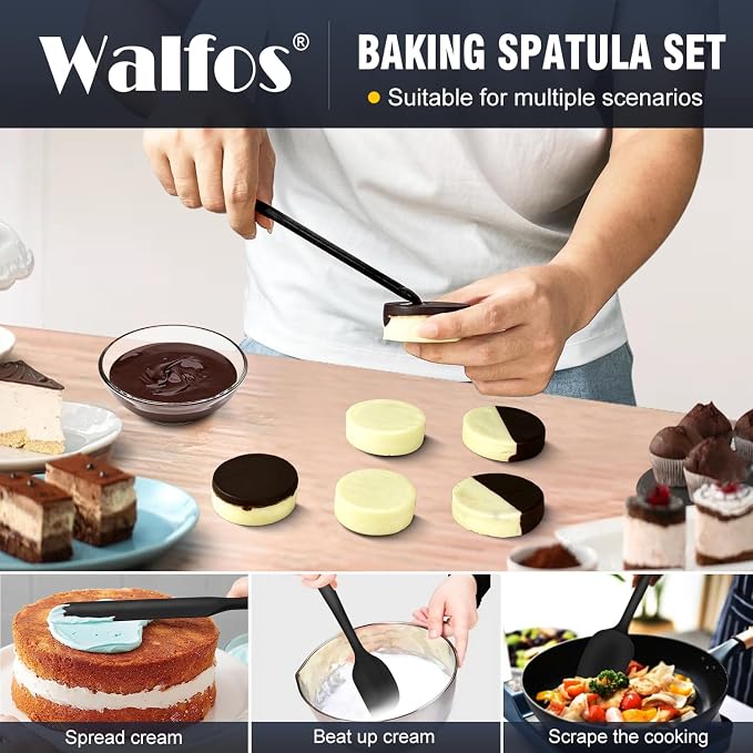 Walfos Silicone Spatula Set of 8(600°F）- Heat Resistant Kitchen Silicone - Image 2
