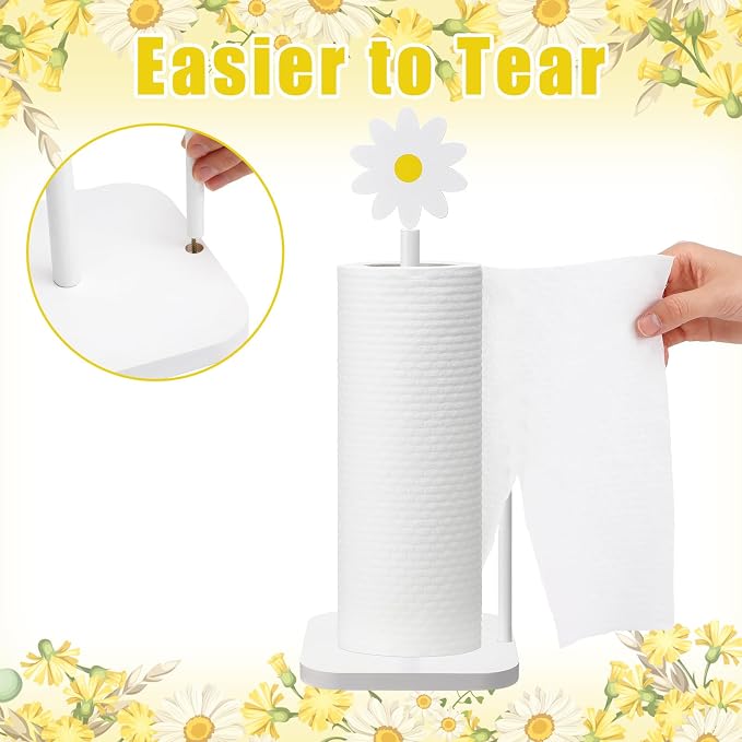Leinuosen White Daisy Paper Towel Holder Coquettish Cute Wooden Daisy Kitchen - Image 3