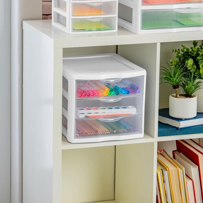 Sterilite 4-Pack 3 Drawer Unit, Stackable Plastic Organizer - Image 8