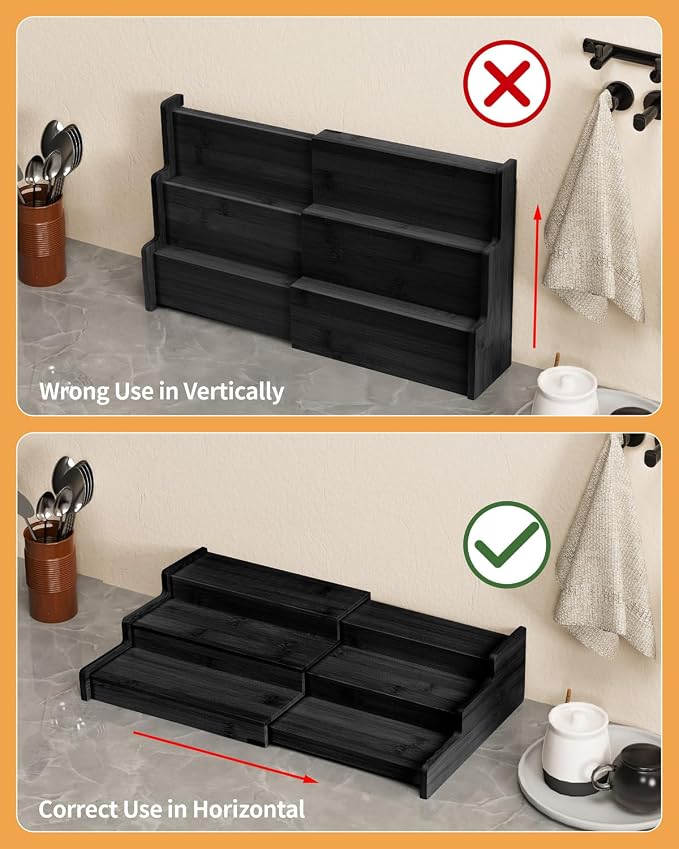VenDotbi Spice Rack, 3-Tier Expandable Bamboo Spice Rack Organizer - Image 5