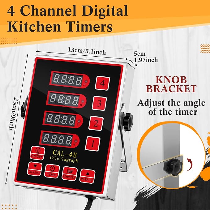 Relaxweex 1 Pack Commercial 4 Channel Digital Kitchen Timer, Wall Mount or - Image 5
