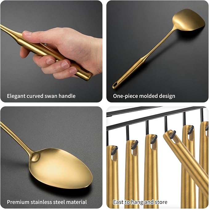 304 Stainlss Steel Matte Kitchen Utensils Set, Pasta Server - Image 5