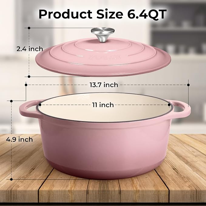 Zulay Kitchen 6 Quart Enameled Cast Iron Dutch Oven Pot - Image 8