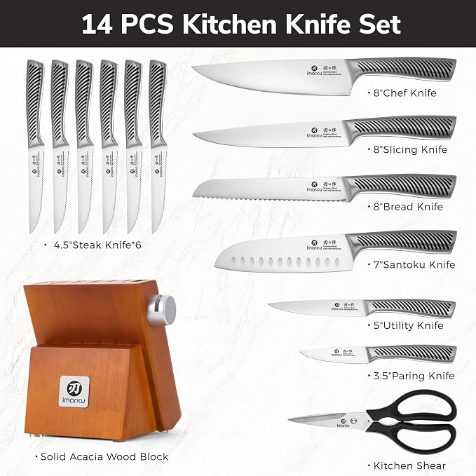 imarku 14-Piece Knife Set, Japanese Stainless Steel Knives Set - Image 8