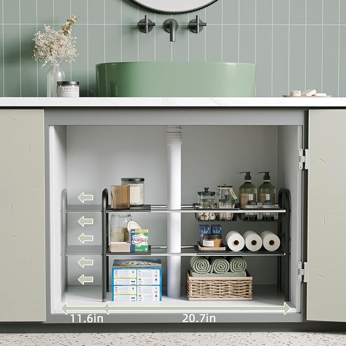 NETEL Under Sink Organizers and Storage, 2 Tier Expandable Under Cabinet - Image 2
