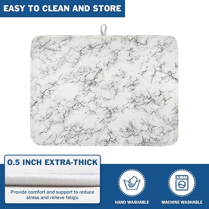 White Grey Marble Dish Drying Mat - Image 5
