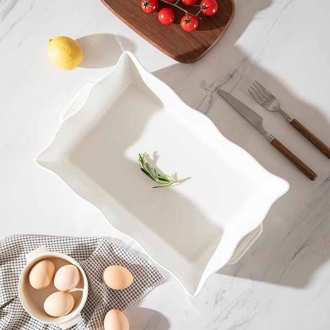 Sweejar Casserole Dishes for Oven, Ceramic 9x13 Baking Dish, Wave Edge Bakeware - Image 3