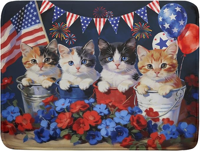 4th of July Drying Mat for Kitchen Counter 18 X 24 in Patriotic Printed Dish by Giwawa