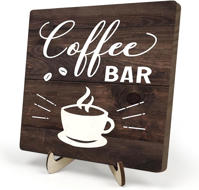 Funny Coffee Bar Decor Sign – Rustic Wooden Plaque by DMADNF