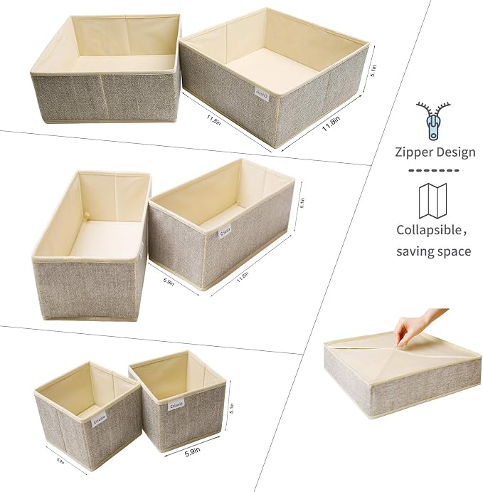 Criusia Underwear Drawer Organizer, 6 Set Foldable Underwear Drawer Organizer - Image 2