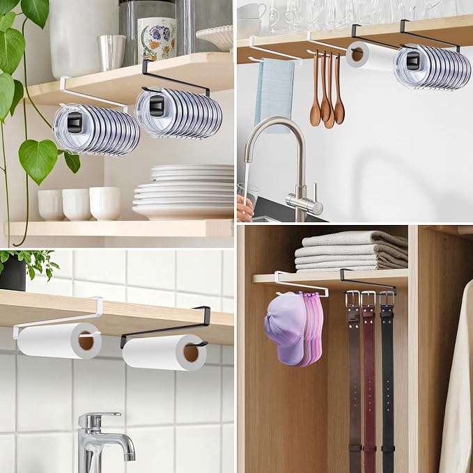 4 Pack Tumbler Lid Organizer, Cup Lid Holder Holds 12 Lids Each Under Cabinet - Image 7