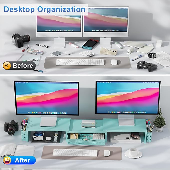 gianotter Dual Monitor Stand Riser, Desk Organizer - Image 2