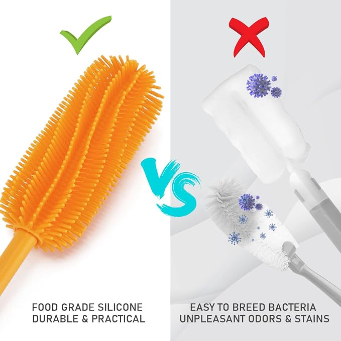 15.7" Silicone Bottle Brush, ddLUCK Water Bottle Cleaner Brush - Image 6